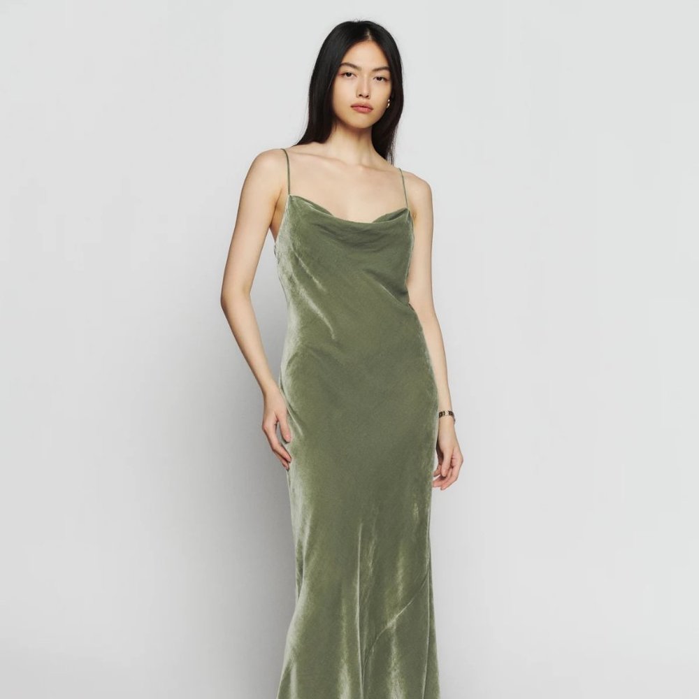 Reformation Salamanca Dress - Artichoke Velvet